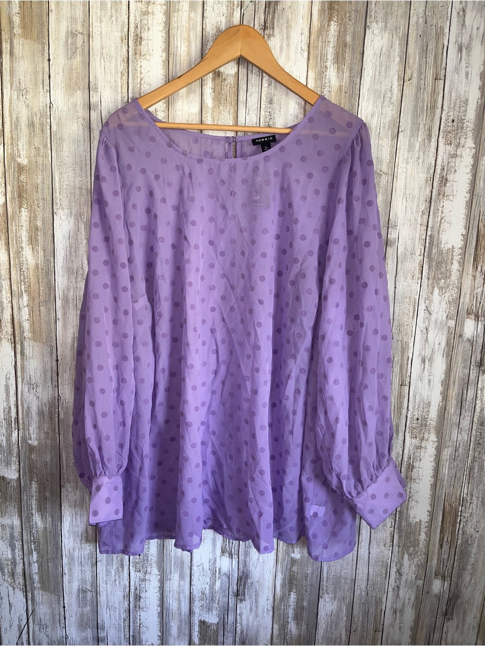 NWT Torrid Purple Chiffon Clip Dot Puff Sleeve Blouse 4X 26 - Picture 2 of 6